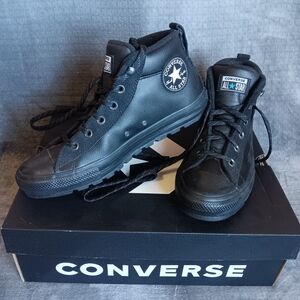 Black Converse All Star Chuck Taylor Unisex Shoes Mens 8.5, Womens 10.5, Leather